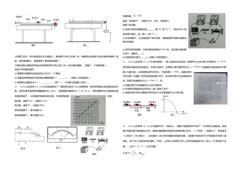 2014年高考真题物理（山东卷）（原卷版）_全国卷+地方卷_4.物理_1.物理高考真题试卷_2008-2020年_地方卷_山东高考物理08-21_山东高考物理_A3版