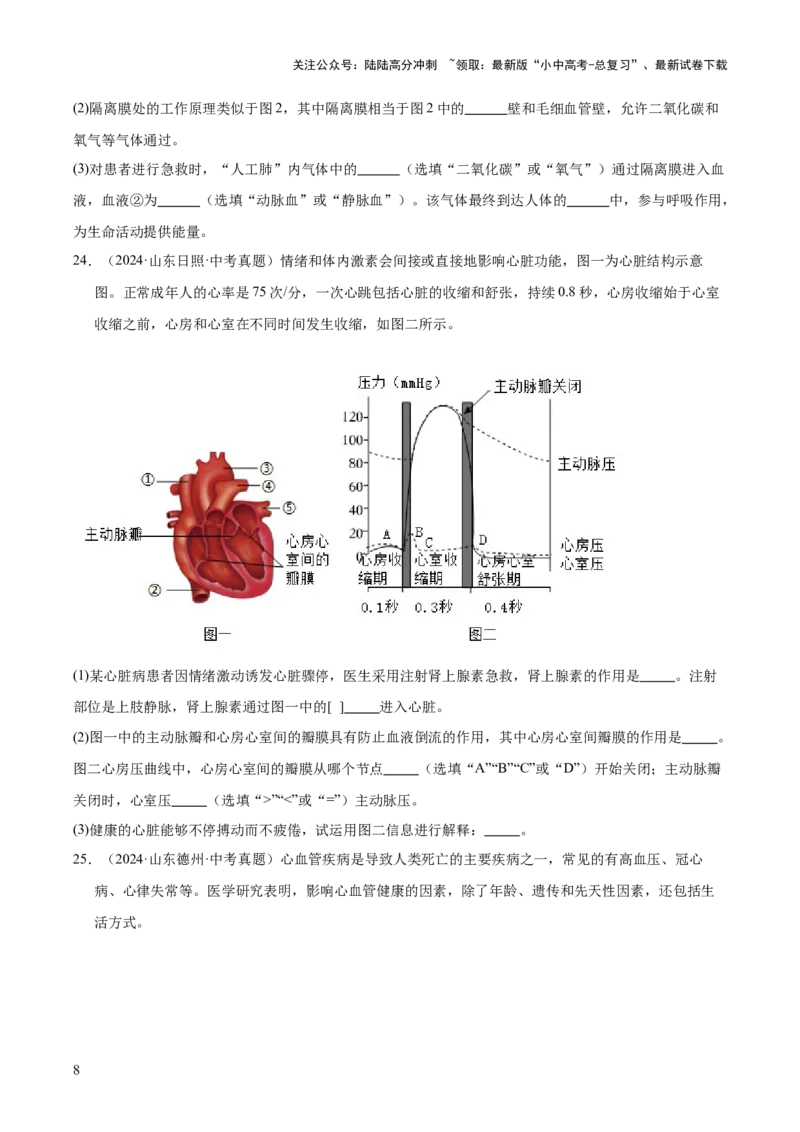 专题06人体内物质的运输及废物的排出（全国通用）（原卷版）_02中考总复习（2026版更新中）_08-生物-中考总复习_2026年中考复习（更新中）