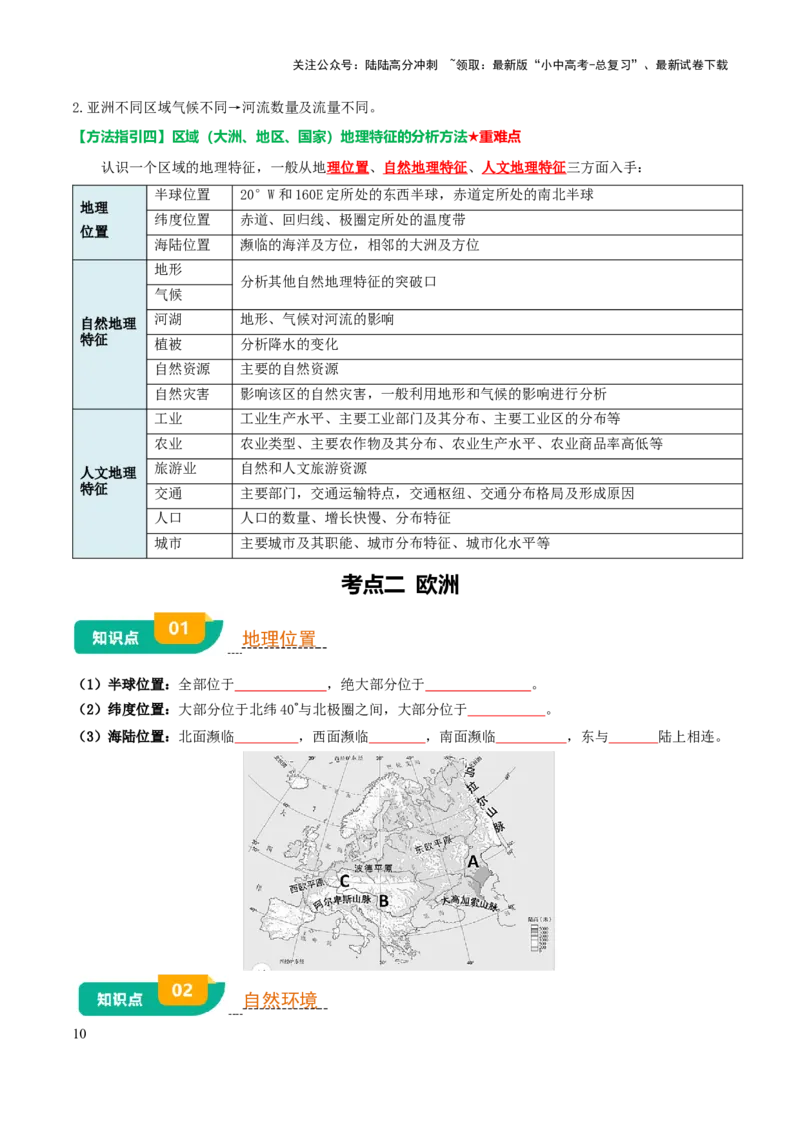 专题05认识大洲-2025年中考地理知识点梳理（挖空版）_02中考总复习（2026版更新中）_09-地理-中考总复习_2025中考地理复习资料_2025年中考地理知识点_挖空版+背诵版