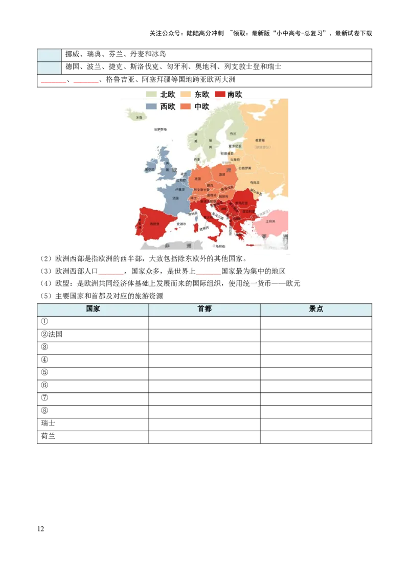 专题05认识大洲-2025年中考地理知识点梳理（挖空版）_02中考总复习（2026版更新中）_09-地理-中考总复习_2025中考地理复习资料_2025年中考地理知识点_挖空版+背诵版