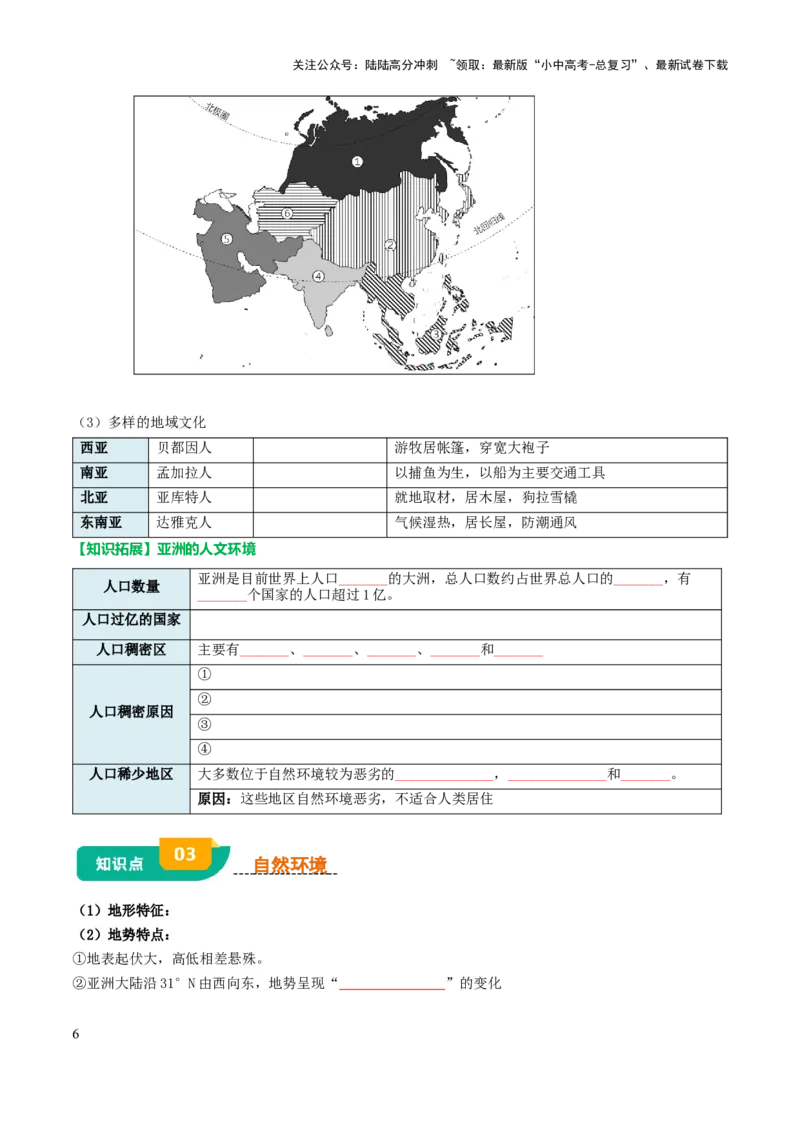 专题05认识大洲-2025年中考地理知识点梳理（挖空版）_02中考总复习（2026版更新中）_09-地理-中考总复习_2025中考地理复习资料_2025年中考地理知识点_挖空版+背诵版