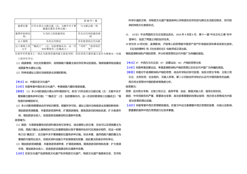 2016年北京市高考历史试卷（解析版）_全国卷+地方卷_7.历史_1.历史高考真题试卷_2008-2020年_地方卷_北京高考历史08-21_A3word版