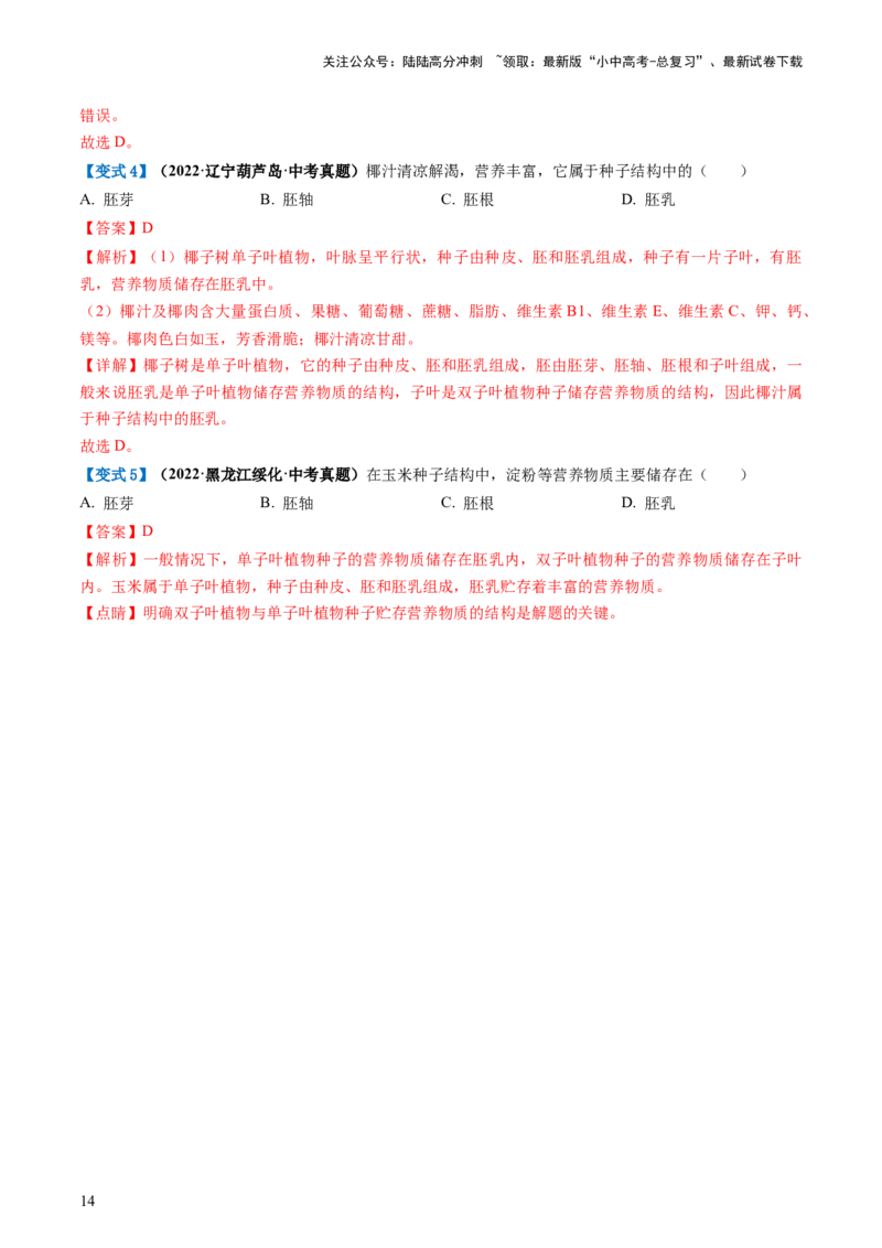 专题04生物圈中有哪些绿色植物（讲义）（解析版）_02中考总复习（2026版更新中）_08-生物-中考总复习_2024年中考复习资料_一轮复习_❤2024年中考生物一轮复习讲练测（全国通用）_讲义