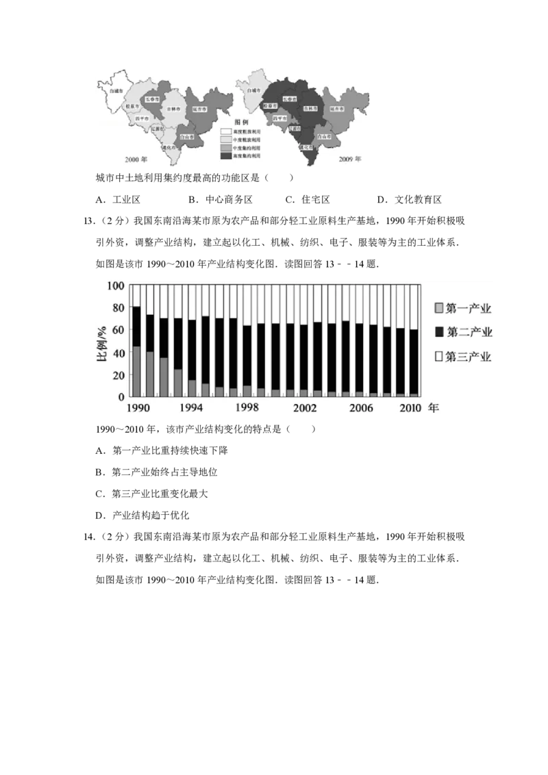 2012年江苏省高考地理试卷_全国卷+地方卷_8.地理_1.地理高考真题试卷_2008-2020年_地方卷_江苏高考地理08-21_A4word版_PDF版（赠送）