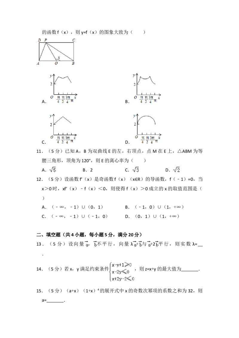 2015年全国统一高考数学试卷（理科）（新课标Ⅱ）（原卷版）_全国卷+地方卷_2.数学_1.数学高考真题试卷_2008-2020年_地方卷_辽宁省高考数学08-22_数学（理科）