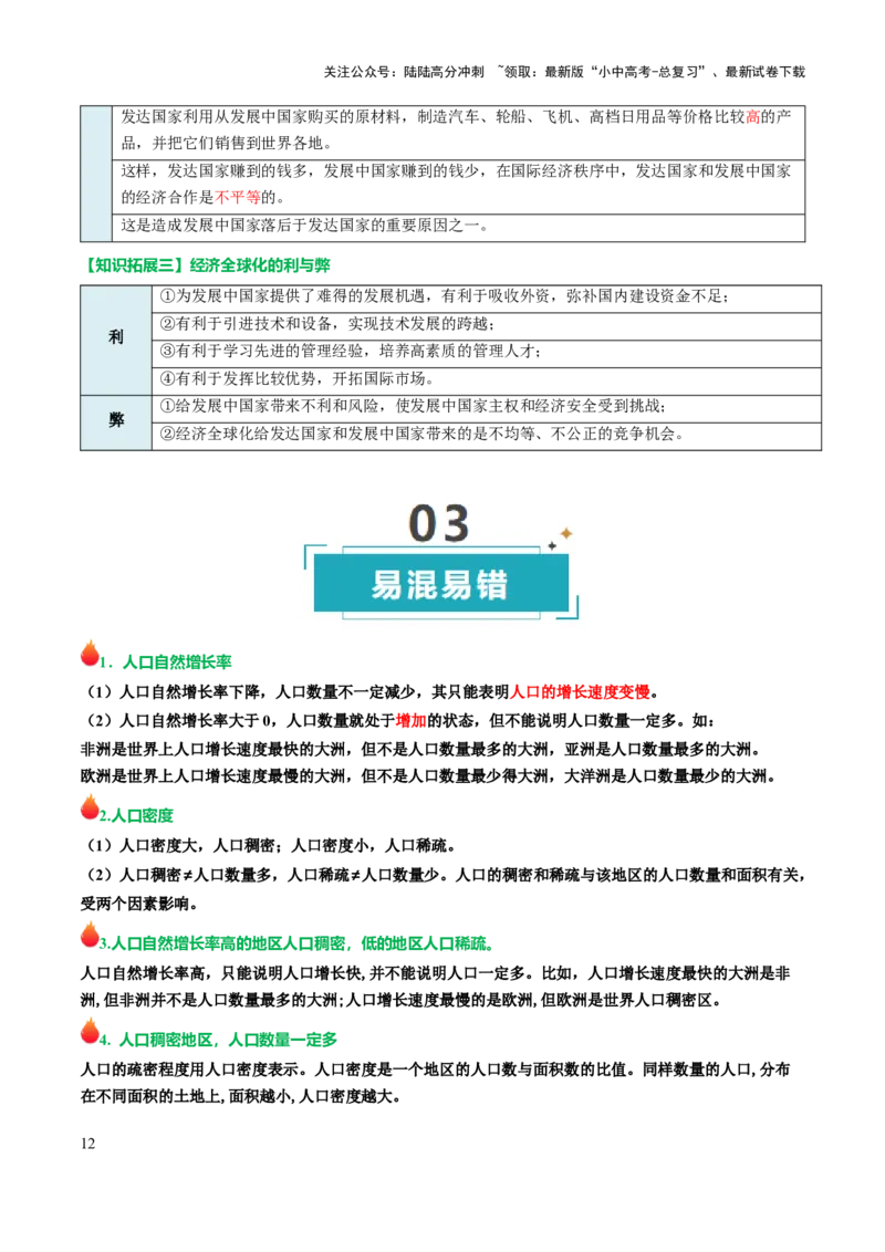 专题04居民与文化&发展与合作-口袋书2025年中考地理一轮复习知识清单（背诵版）_02中考总复习（2026版更新中）_09-地理-中考总复习_2025中考地理复习资料_2025年中考地理知识点