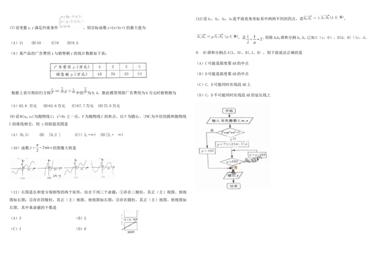 2011年高考真题数学文（山东卷）（原卷版）_全国卷+地方卷_2.数学_1.数学高考真题试卷_2008-2020年_地方卷_山东高考数学08-22_A3版