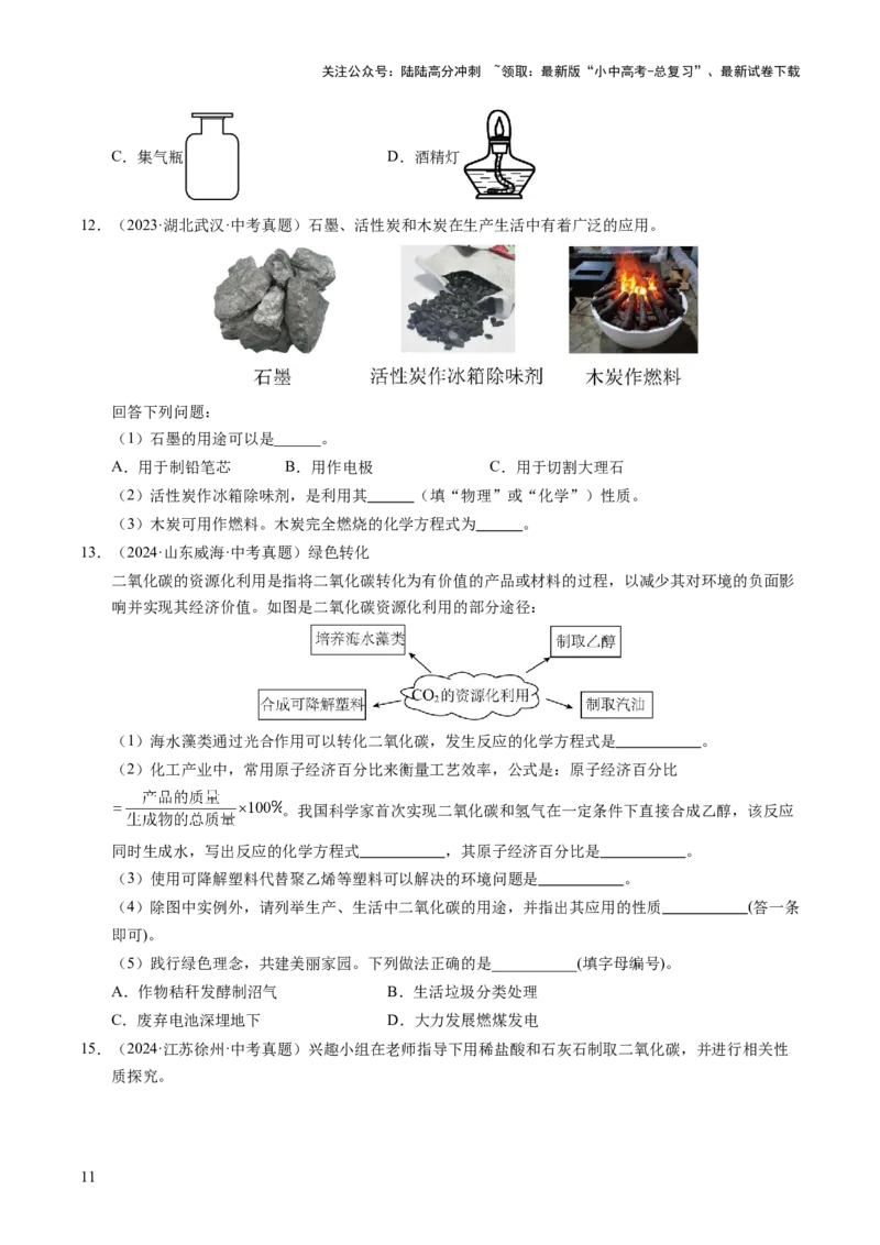 专题05碳和碳的氧化物（练习）（原卷版）_02中考总复习（2026版更新中）_05-化学-中考总复习_2025年中考复习资料_2025中考化学一轮复习讲义+课件_练习_专题05碳和碳的氧化物（练习）
