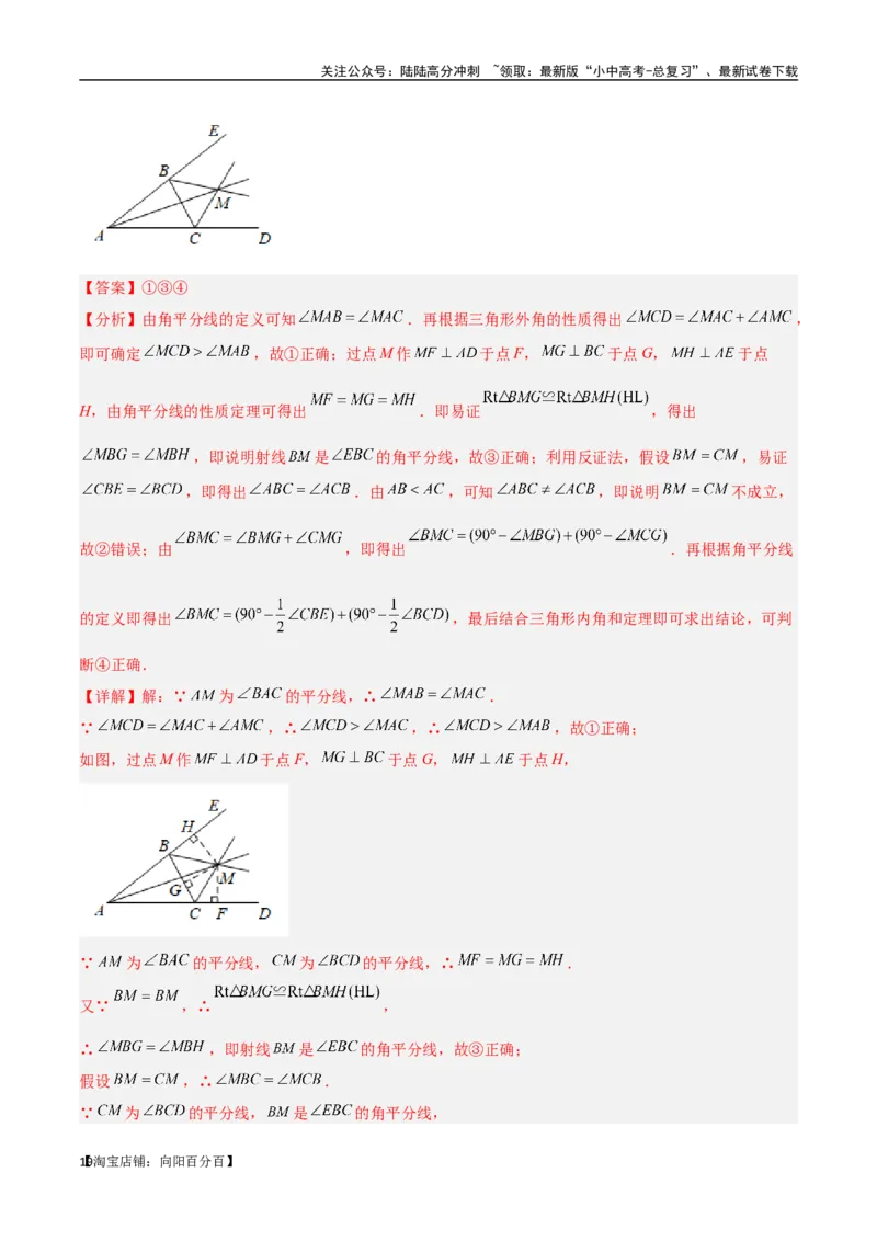 专题05三角形中的倒角模型-双角平分线（三角形）模型（解析版）_02中考总复习（2026版更新中）_02-数学-中考总复习_2024年中考复习资料_专项复习资料_答案解析版