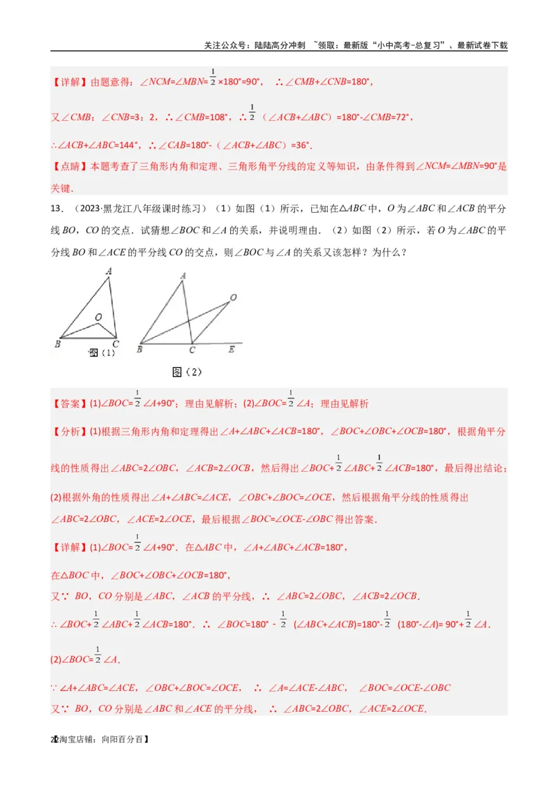 专题05三角形中的倒角模型-双角平分线（三角形）模型（解析版）_02中考总复习（2026版更新中）_02-数学-中考总复习_2024年中考复习资料_专项复习资料_答案解析版