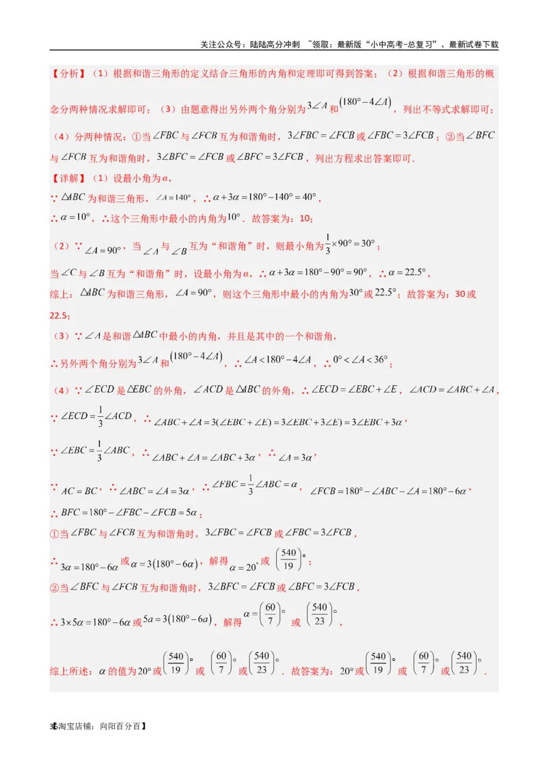 专题05三角形中的倒角模型-双角平分线（三角形）模型（解析版）_02中考总复习（2026版更新中）_02-数学-中考总复习_2024年中考复习资料_专项复习资料_答案解析版