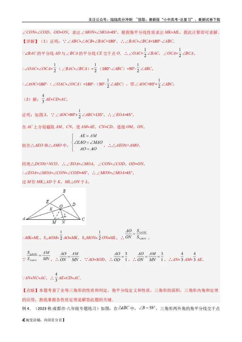 专题05三角形中的倒角模型-双角平分线（三角形）模型（解析版）_02中考总复习（2026版更新中）_02-数学-中考总复习_2024年中考复习资料_专项复习资料_答案解析版