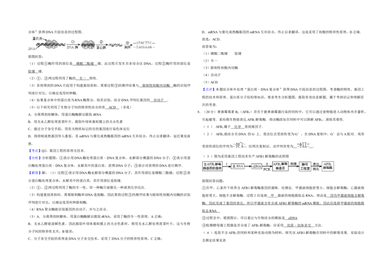 2012年天津市高考生物试卷解析版_全国卷+地方卷_6.生物_1.生物高考真题试卷_2008-2020年_地方卷_天津高考生物07-21_A3word版