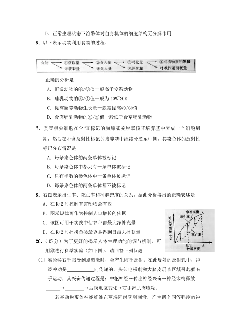 2010年高考真题生物（山东卷）（解析版）_全国卷+地方卷_6.生物_1.生物高考真题试卷_2008-2020年_地方卷_山东高考生物08-21_山东高考生物_A4版_pdf版