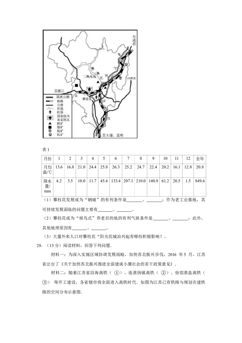 2016年江苏省高考地理试卷_全国卷+地方卷_8.地理_1.地理高考真题试卷_2008-2020年_地方卷_江苏高考地理08-21_A4word版