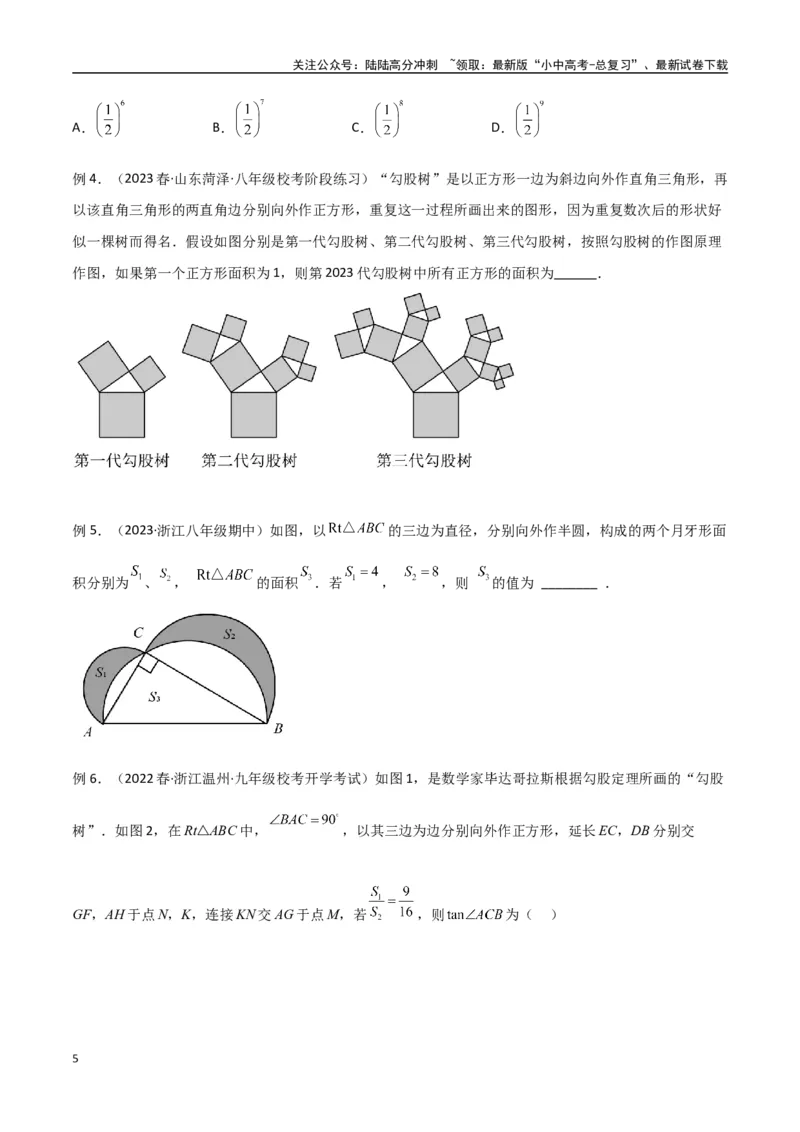 专题09三角形中的重要模型-弦图模型、勾股树模型（原卷版）_02中考总复习（2026版更新中）_02-数学-中考总复习_2024年中考复习资料_专项复习资料