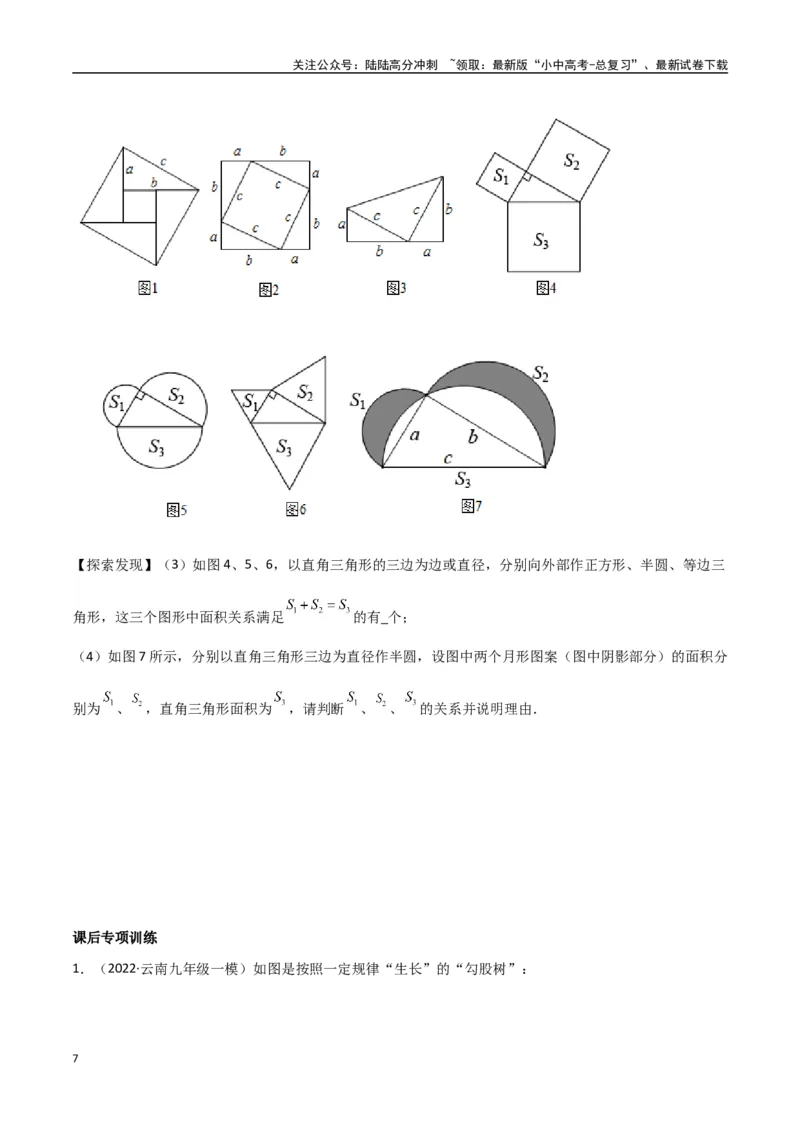 专题09三角形中的重要模型-弦图模型、勾股树模型（原卷版）_02中考总复习（2026版更新中）_02-数学-中考总复习_2024年中考复习资料_专项复习资料