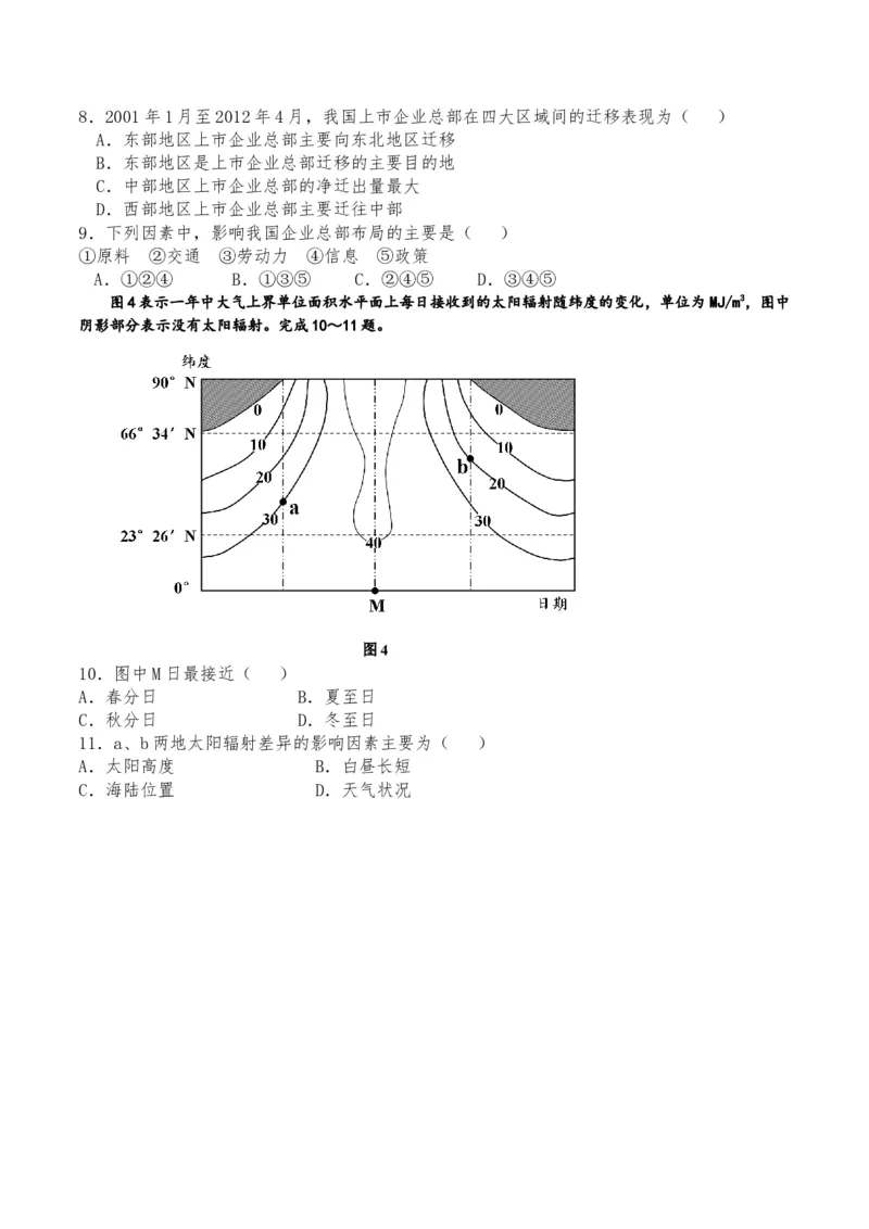 2015年高考安徽卷（文综地理部分）（答案）_全国卷+地方卷_8.地理_1.地理高考真题试卷_2008-2020年_地方卷_安徽高考地理08-20