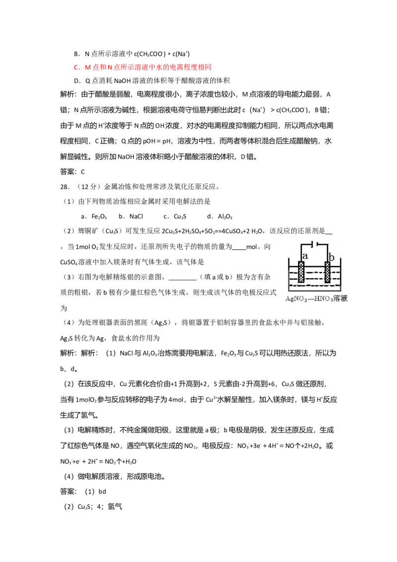 2013年高考真题化学（山东卷）（解析版）_全国卷+地方卷_5.化学_1.化学高考真题试卷_2008-2020年_地方卷_山东高考化学2008-2021_山东高考化学_A4版