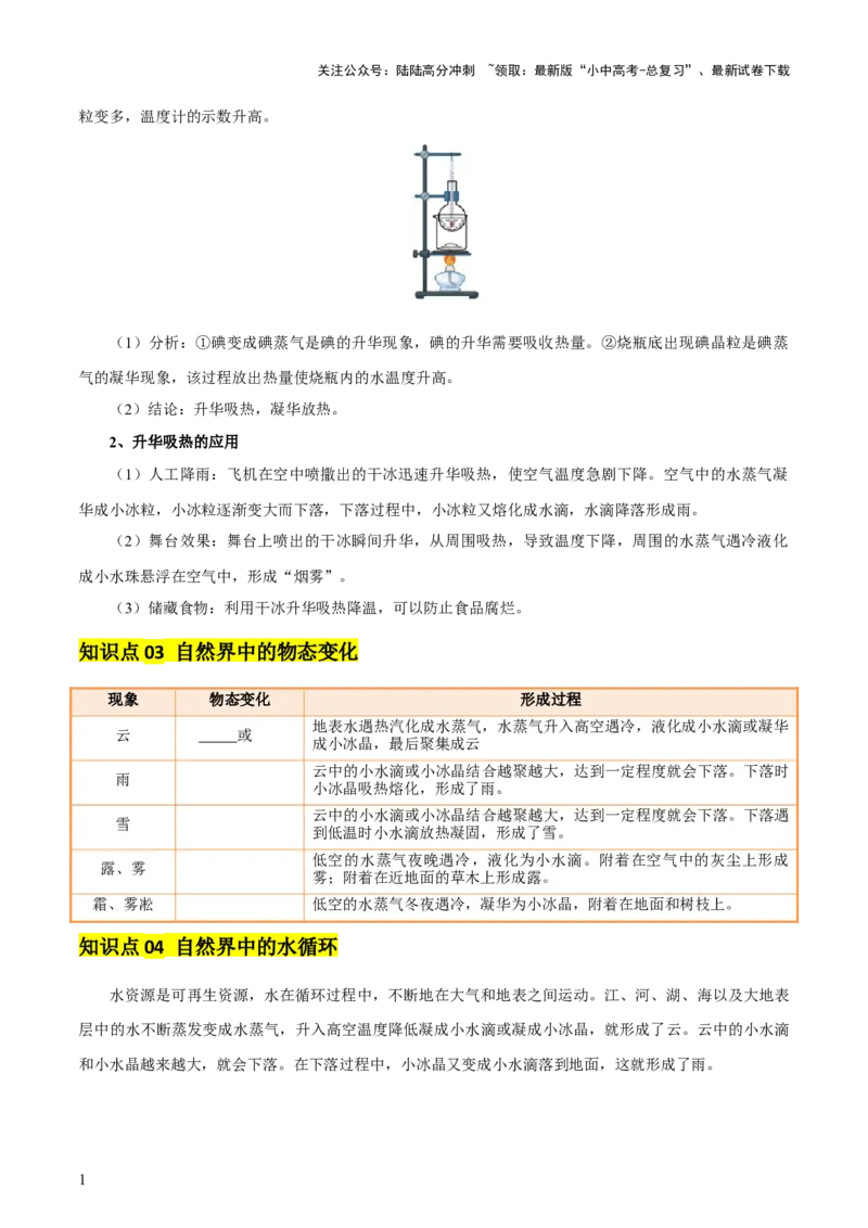 专题04物态变化（4大模块知识清单+5个易混易错+3种方法技巧+典例真题精析）（原卷版）_02中考总复习（2026版更新中）_04-物理-中考总复习_2025年中考复习资料_2025年中考物理一轮知识梳理