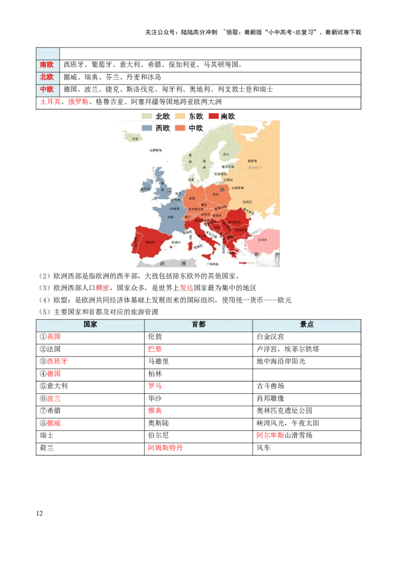 专题05认识大洲-2025年中考地理知识点梳理（背诵版）_02中考总复习（2026版更新中）_09-地理-中考总复习_2025中考地理复习资料_2025年中考地理知识点_挖空版+背诵版