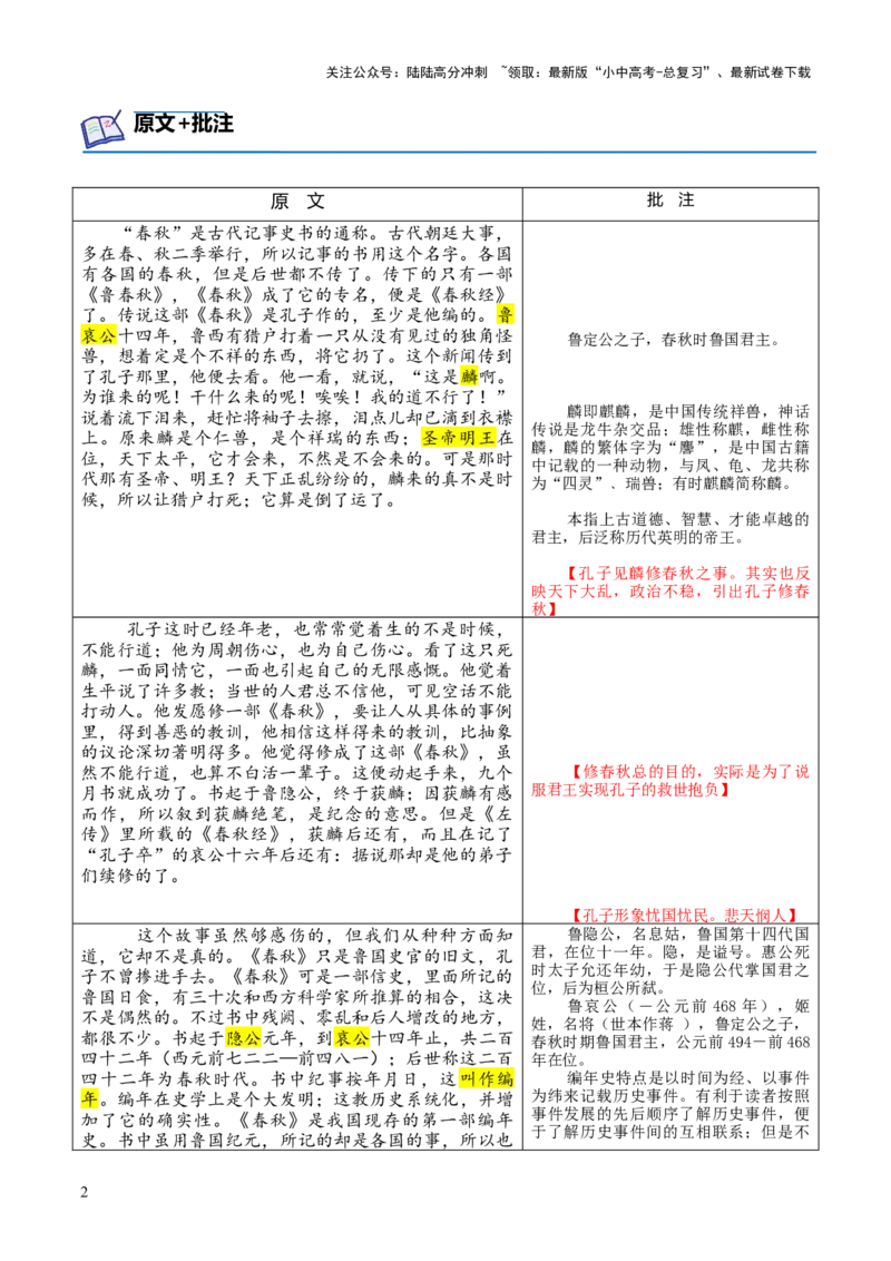 专题06《春秋》三传第六-2024年中考语文复习之《经典常谈》章节阅读与训练（原卷版）_02中考总复习（2026版更新中）_01-语文-中考总复习_2024年中考资料_专项复习资料