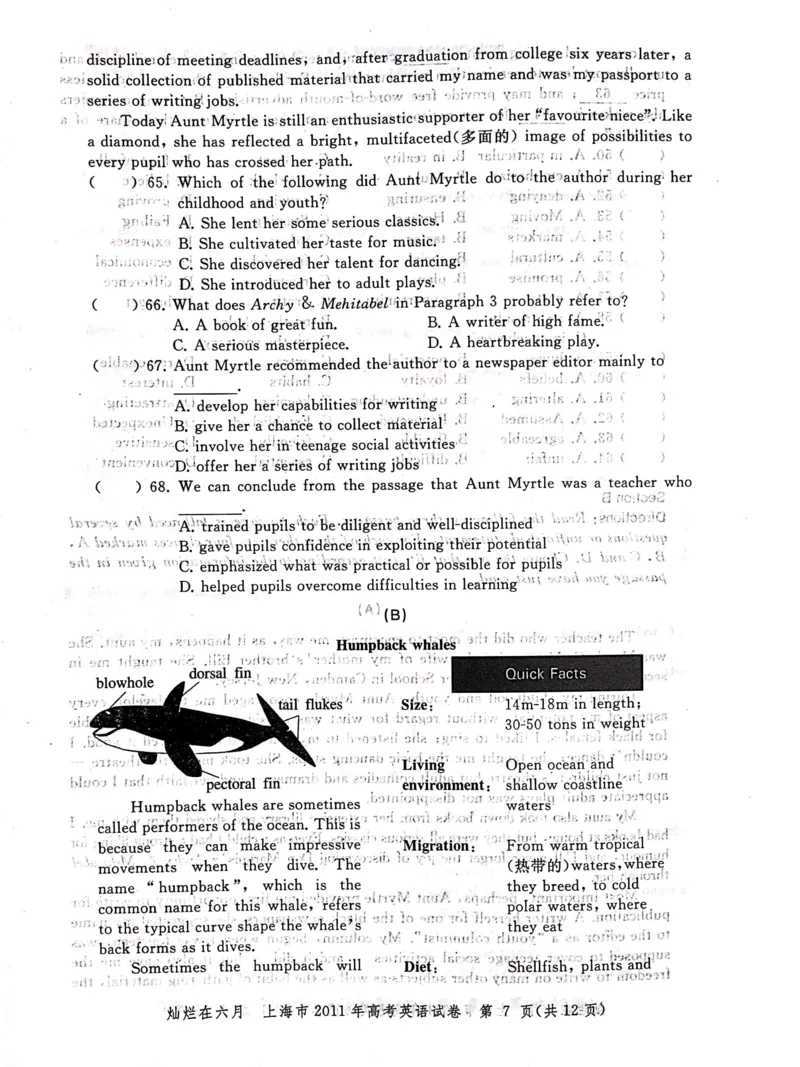 2011年上海高考英语真题试卷（图片版）_全国卷+地方卷_3.英语_1.英语高考真题试卷_2008-2020年_地方卷_上海高考英语真题04-19_2019-2004上海高考英语真题卷及答案PDF版