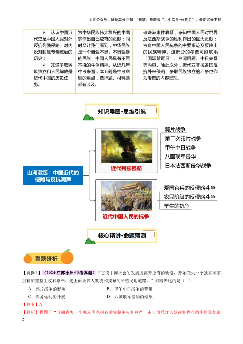 专题05山河激荡：中国近代的侵略与反抗潮声（讲练）（解析版）_02中考总复习（2026版更新中）_06-历史-中考总复习_2025年中考复习资料_2025中考二轮课件ppt+讲义+练习历史_讲义+练习