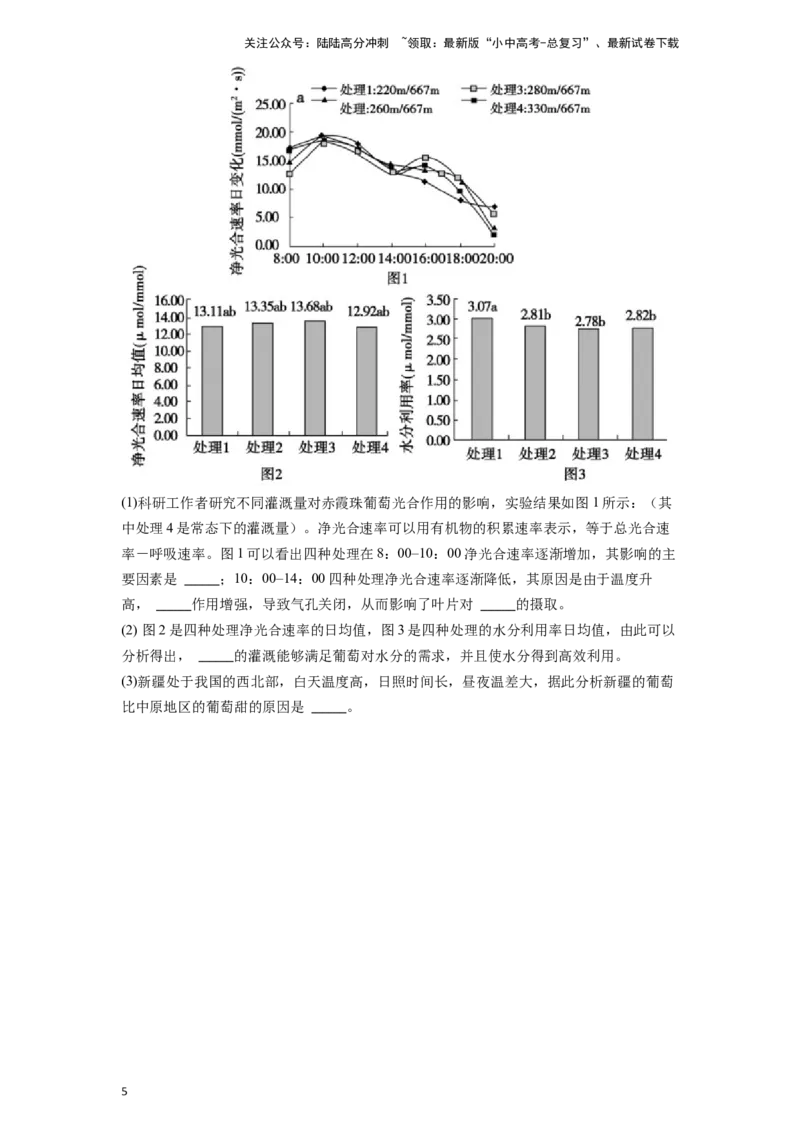 专题08绿色植物的蒸腾作用（原卷版）_02中考总复习（2026版更新中）_08-生物-中考总复习_2024年中考复习资料_一轮复习_配套练习