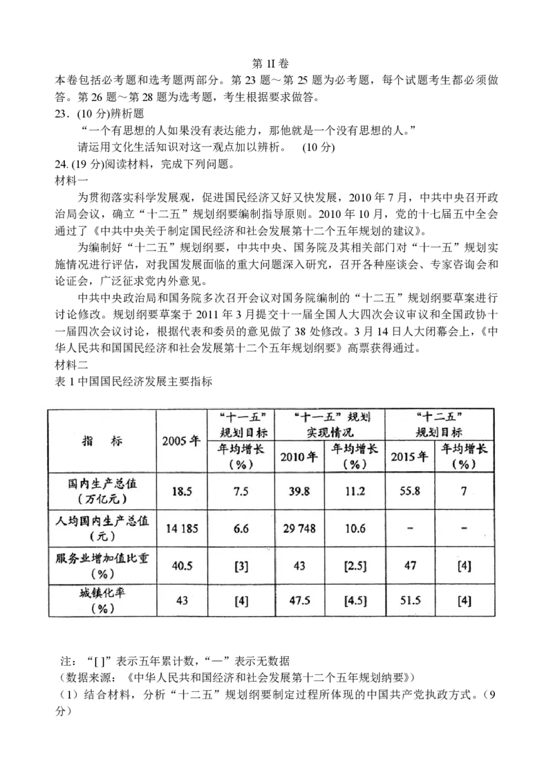 2011年海南省高考政治（原卷版）_全国卷+地方卷_9.政治_1.政治高考真题试卷_2008-2020年_地方卷_海南高考政治08-20_A4word版_PDF版（赠送）
