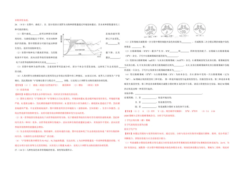 2012年高考真题生物（山东卷）（解析版）_全国卷+地方卷_6.生物_1.生物高考真题试卷_2008-2020年_地方卷_山东高考生物08-21_山东高考生物_A3版