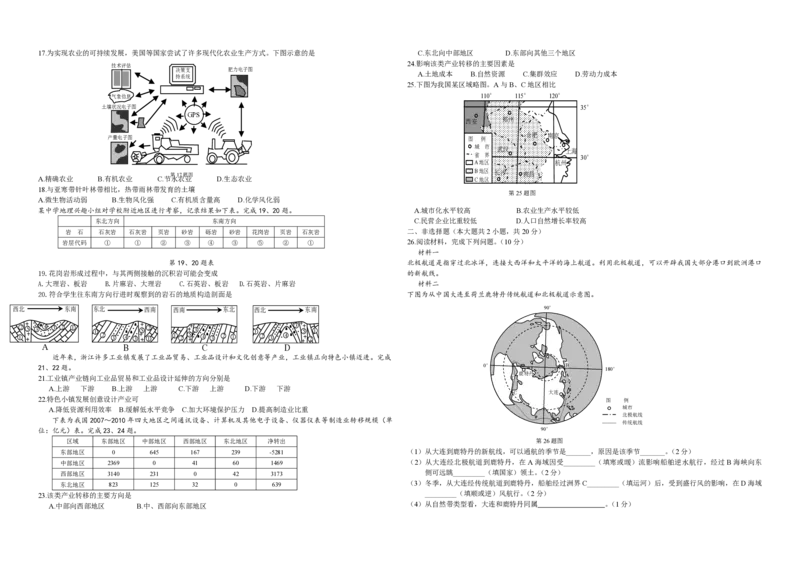2015年浙江省高考地理10月（原卷版）_全国卷+地方卷_8.地理_1.地理高考真题试卷_2008-2020年_地方卷_浙江高考地理08-21_A3word版_PDF版（赠送）