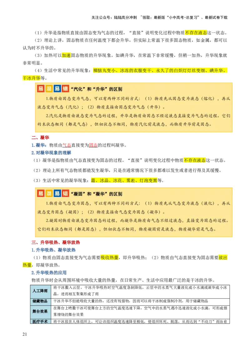 专题04物态变化（讲义）（原卷版）_02中考总复习（2026版更新中）_04-物理-中考总复习_2024年中考复习资料_一轮复习_课件+讲义+练习2024年中考物理一轮复习讲练测（全国通用）