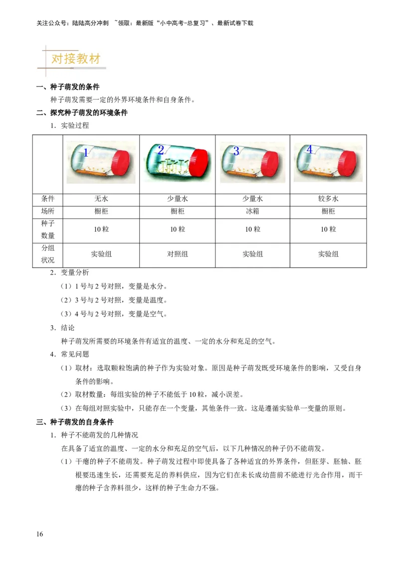 专题08被子植物的一生（解析版）_02中考总复习（2026版更新中）_08-生物-中考总复习_2024年中考复习资料_专项复习_备战2024年中考生物真题题源解密