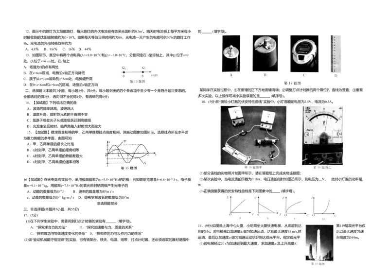 2016年浙江省高考物理4月（解析版）_全国卷+地方卷_4.物理_1.物理高考真题试卷_2008-2020年_地方卷_浙江高考物理08-21_A3word版