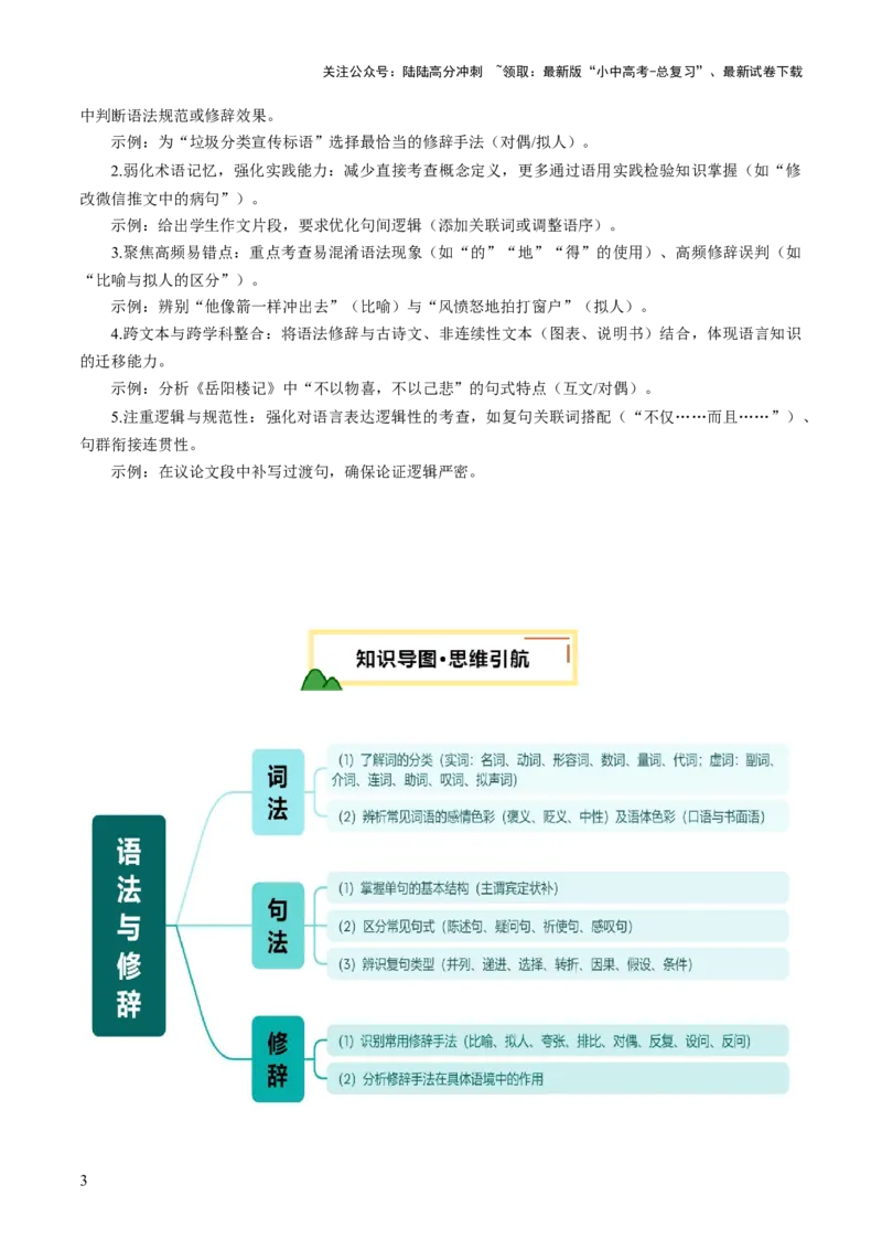 专题05语法与修辞（讲练）（原卷版）_02中考总复习（2026版更新中）_01-语文-中考总复习_2025年中考资料_2025中考二轮课件ppt+讲义+练习语文_讲义练习