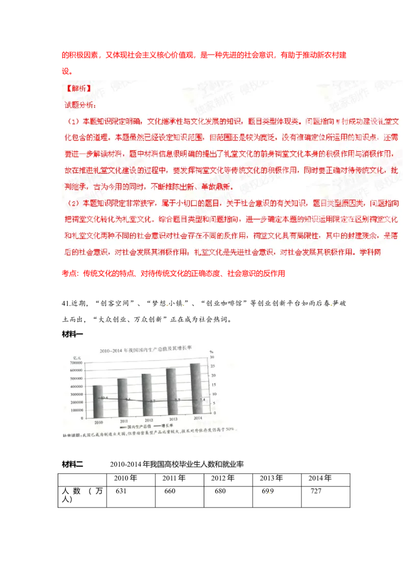 2015年浙江省高考政治6月（解析版）_全国卷+地方卷_9.政治_1.政治高考真题试卷_2008-2020年_地方卷_浙江高考政治08-21_A4word版