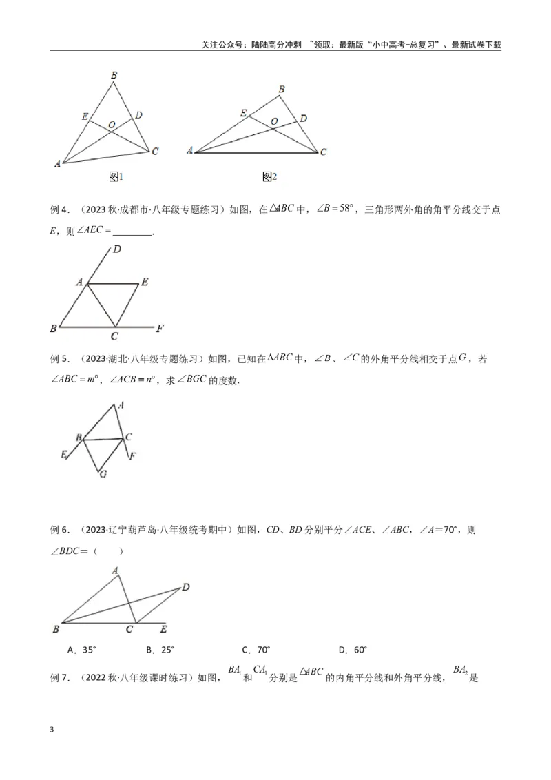 专题05三角形中的倒角模型-双角平分线（三角形）模型（原卷版）_02中考总复习（2026版更新中）_02-数学-中考总复习_2024年中考复习资料_专项复习资料