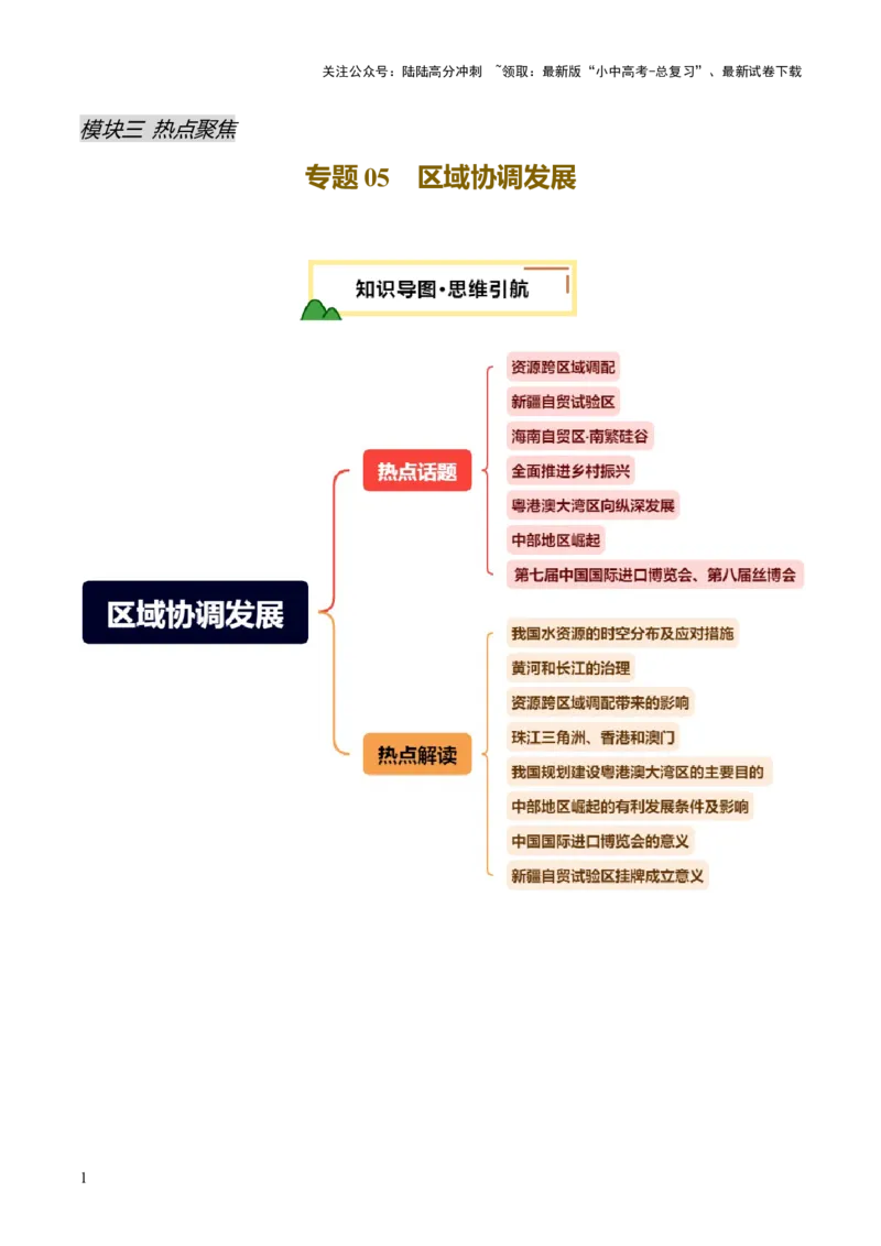 专题05区域协调发展（7大热点话题+8大考点提炼）（讲练）-2025年中考地理二轮复习（全国通用）（解析版）_02中考总复习（2026版更新中）_09-地理-中考总复习_2025中考地理复习资料