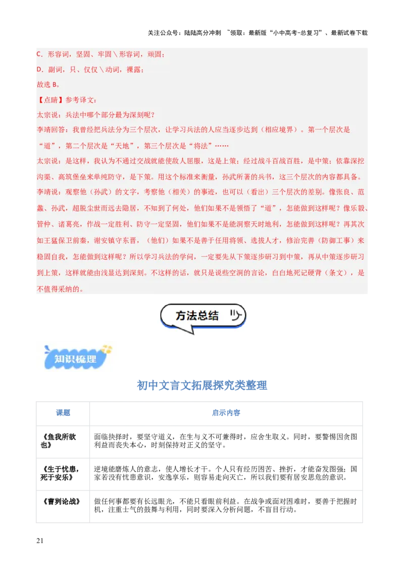 专题08：文言文阅读之拓展探究(讲义）原卷版_02中考总复习（2026版更新中）_01-语文-中考总复习_2026年中考复习（更新中）