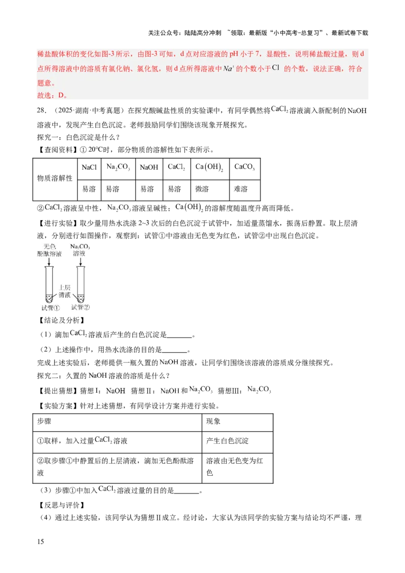 专题08常见的酸和碱（解析版）_02中考总复习（2026版更新中）_05-化学-中考总复习_2026年中考复习（更新中）_好题汇编三年（2023-2025）中考化学真题分类汇编（全国通用）