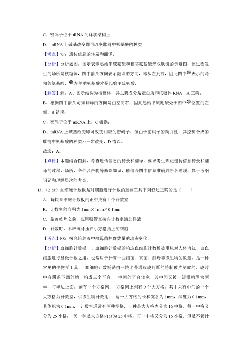 2015年江苏省高考生物试卷解析版_全国卷+地方卷_6.生物_1.生物高考真题试卷_2008-2020年_地方卷_江苏高考生物07-20_A4word版_PDF版（赠送）