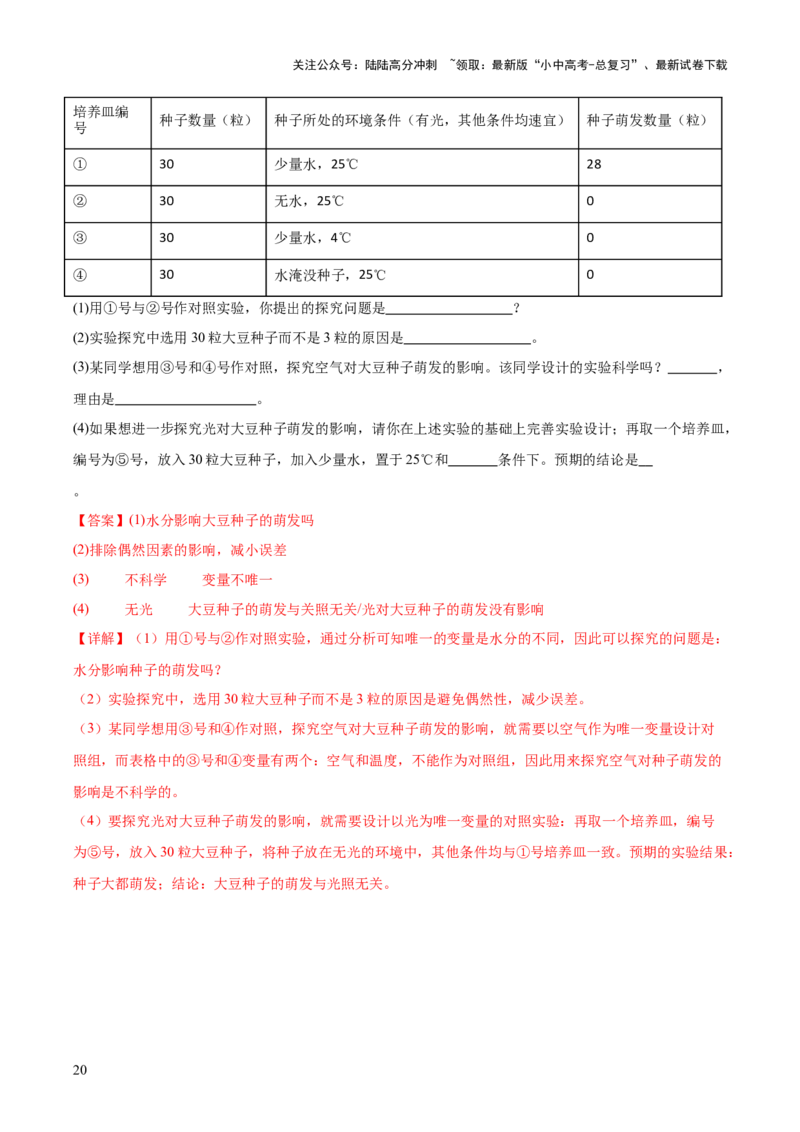 专题05被子植物的一生（解析版）_02中考总复习（2026版更新中）_08-生物-中考总复习_2024年中考复习资料_一轮复习_❤备战2024年中考生物一轮复习考点帮（全国通用）_练习