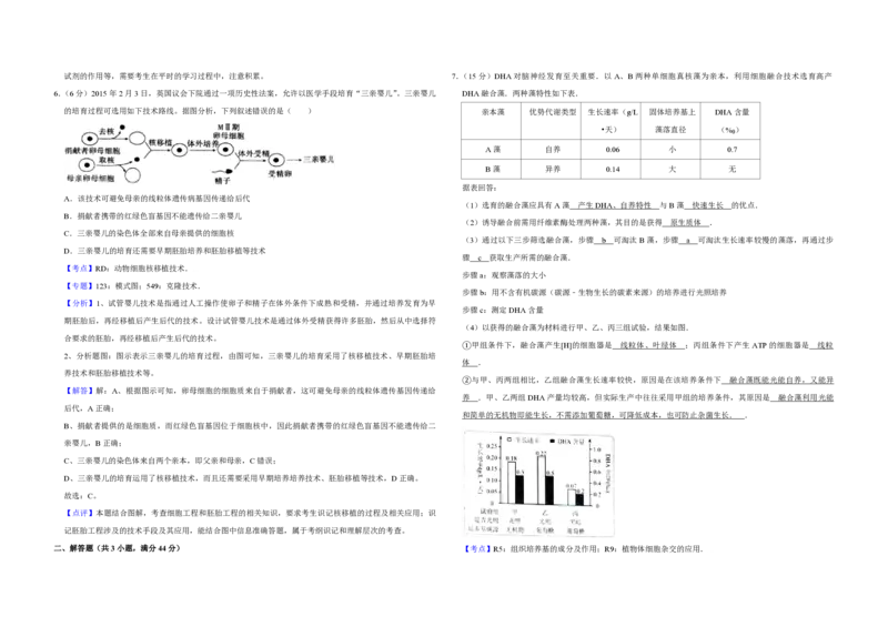 2015年天津市高考生物试卷解析版_全国卷+地方卷_6.生物_1.生物高考真题试卷_2008-2020年_地方卷_天津高考生物07-21_A3word版_PDF版（赠送）