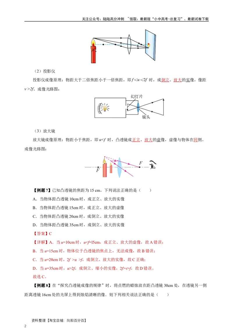 专题05透镜及其应用（知识梳理典例练习）（教师版）_02中考总复习（2026版更新中）_04-物理-中考总复习_2024年中考复习资料_一轮复习_更新2024年中考物理一轮复习精品资料_配套练习