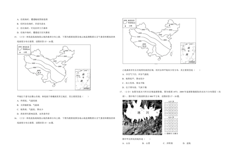2015年江苏省高考地理试卷_全国卷+地方卷_8.地理_1.地理高考真题试卷_2008-2020年_地方卷_江苏高考地理08-21_A3word版