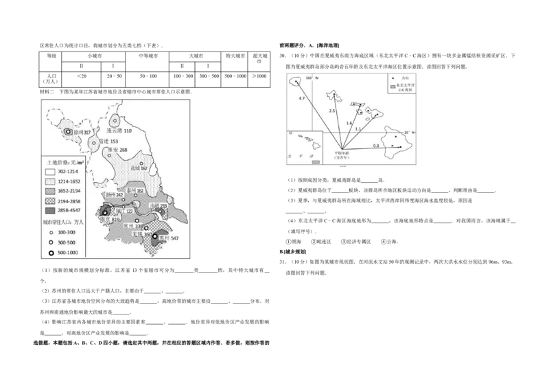 2015年江苏省高考地理试卷_全国卷+地方卷_8.地理_1.地理高考真题试卷_2008-2020年_地方卷_江苏高考地理08-21_A3word版