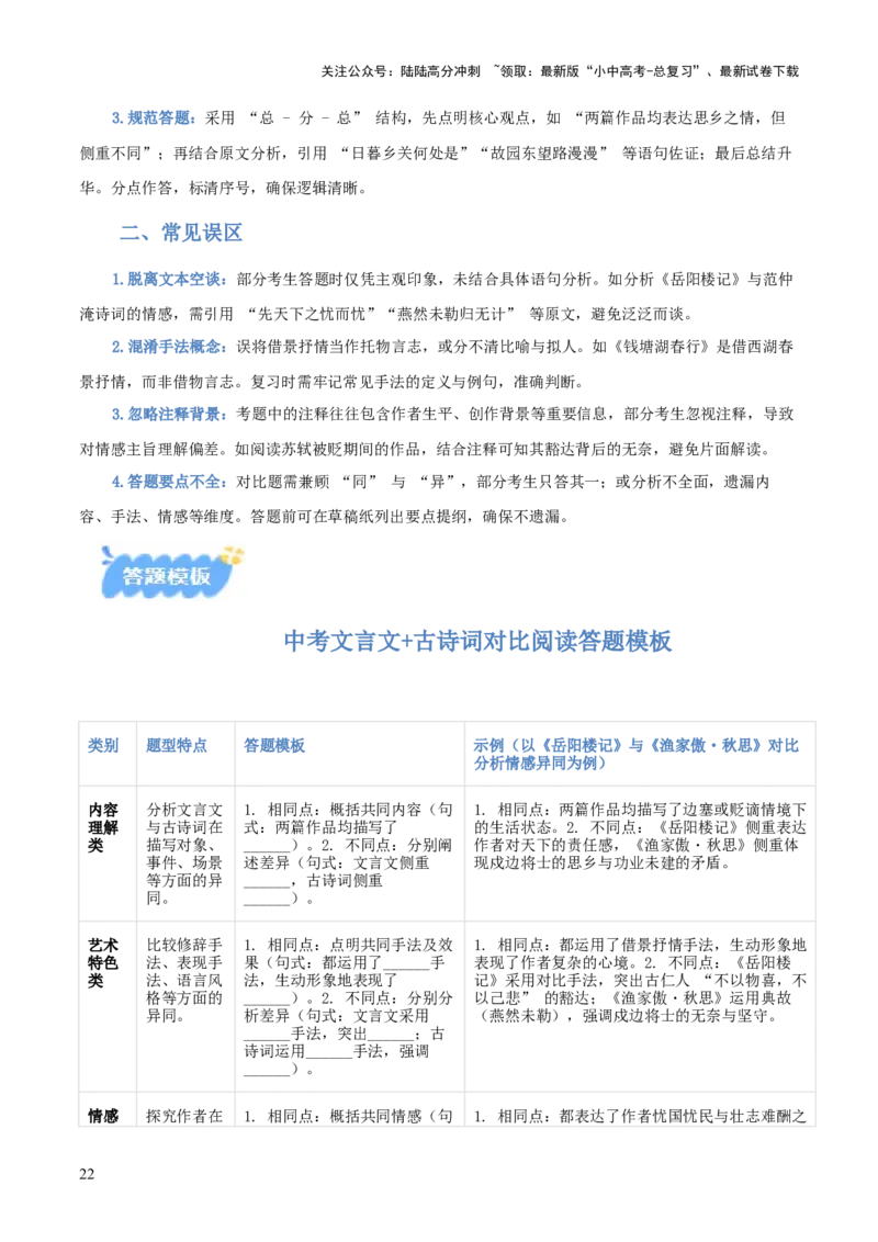 专题10：文言文阅读之文言文+古诗词对比阅读(讲义）解析版_02中考总复习（2026版更新中）_01-语文-中考总复习_2026年中考复习（更新中）