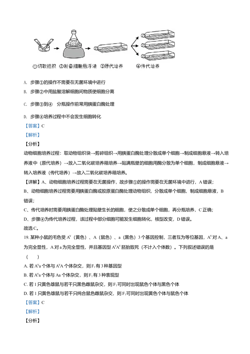2021年浙江省高考生物1月（解析版）_全国卷+地方卷_6.生物_1.生物高考真题试卷_2008-2020年_地方卷_浙江高考生物08-21_A4word版