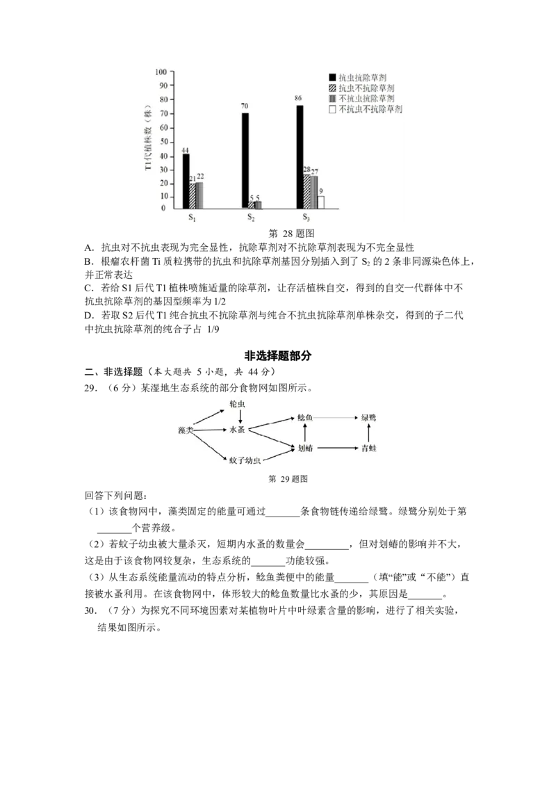 2017年浙江省高考生物4月（解析版）_全国卷+地方卷_6.生物_1.生物高考真题试卷_2008-2020年_地方卷_浙江高考生物08-21_A4word版